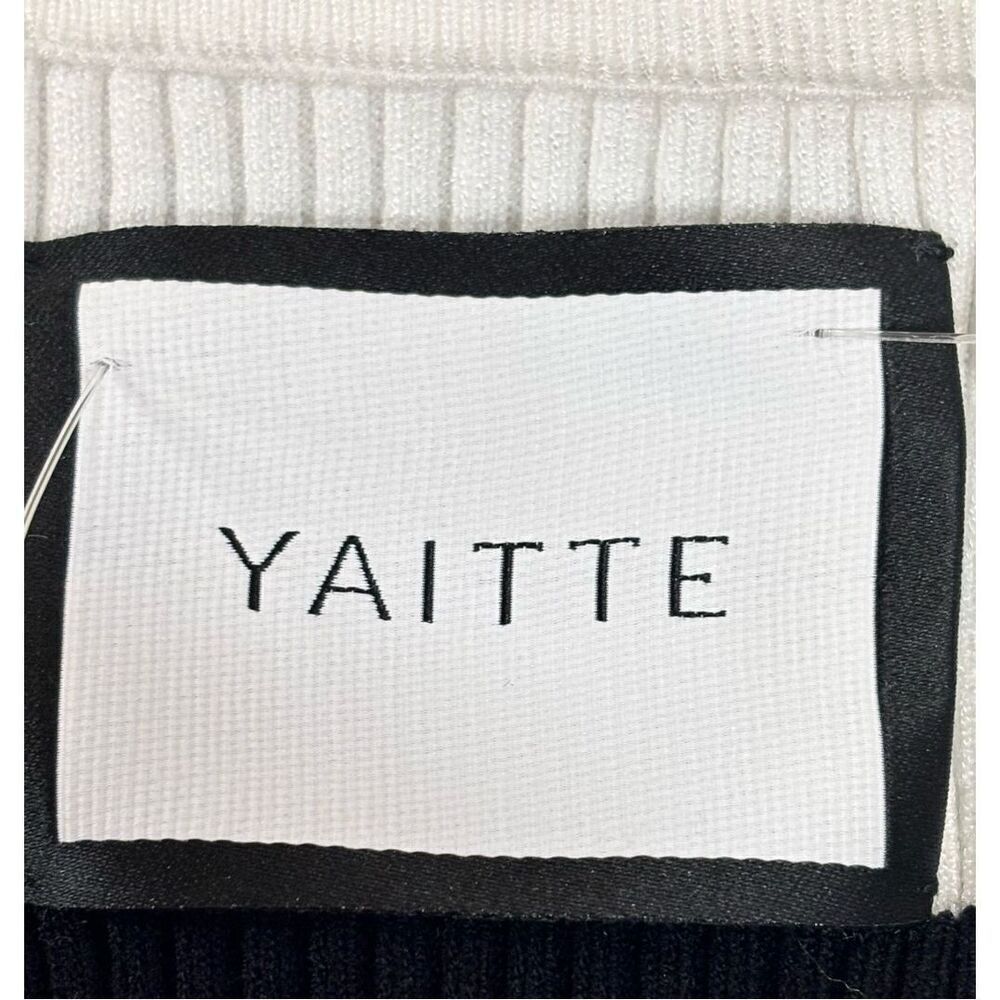 Yaitte Exclusive Ribbed Midi Halter Dress In White & Black Nwt Size Small — image 4 of 6